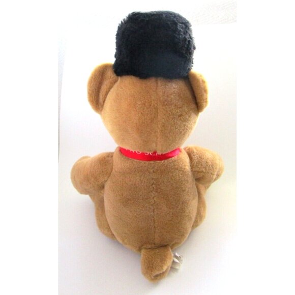 F.A.O. Schwarz Plush Stuffed Brown Sitting Teddy Bear Ribbon Black Hat Red Logo - Picture 7 of 13